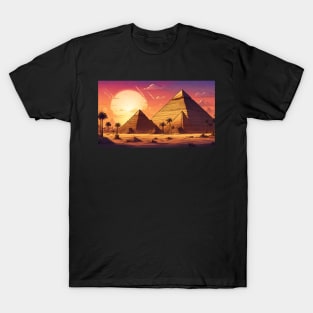 Egyptian pyramids at sunset T-Shirt